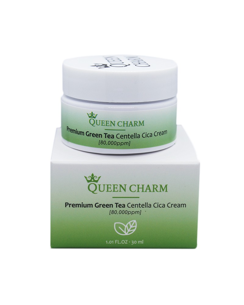 [QUEENCHARM] Крем для лица увлажняющий ЗЕЛЕНЫЙ ЧАЙ И ЦЕНТЕЛЛА 8% Premium Green Tea Centella Cica Cream, 30 мл